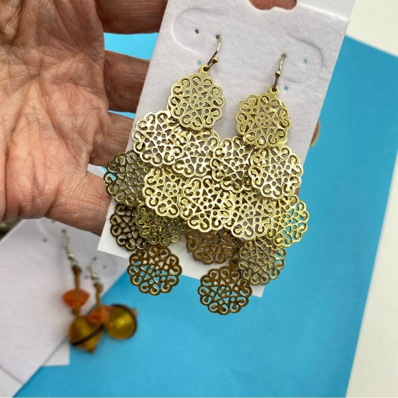 Boho Style Long Pierced Earrings Bundle of Three Pairs - Picture 3 of 5